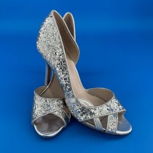 ALDO Shimmering Silver Glitter & Metallic High Heel Shoe